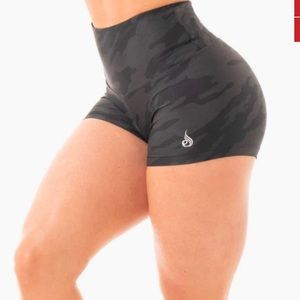 Black zebra print workout shorts